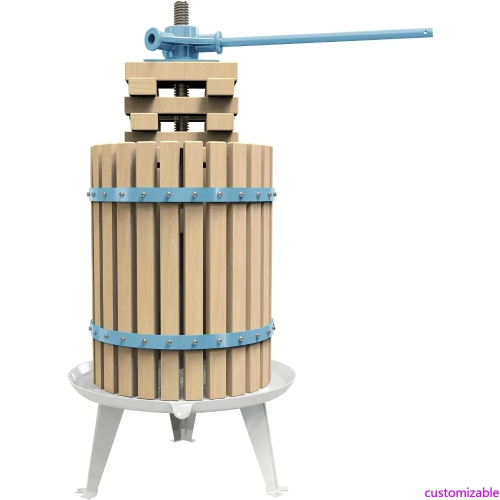 

Настраиваемый фруктовый яблочный сидр Wine Classic Press-Blue-4,75 галлонов/18 л-корзина из цельного дерева-винтажная традиционная соковыжималка-ручка