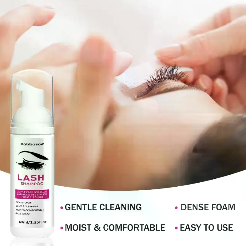 

40ml Eyelash Extension Shampoo Foam With Brush Eyelid Deep Clean Cleanser For Makeup Tools Mascara Remover Glue Salon Home Use