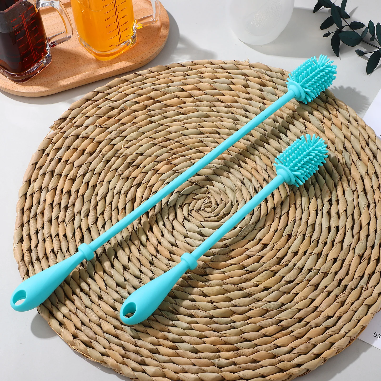 

2pcs Baby Bottle Cleaning Brush Large Blue Small Blue Food Grade Silicone Reusable Dishwasher Soft Head Antiskid