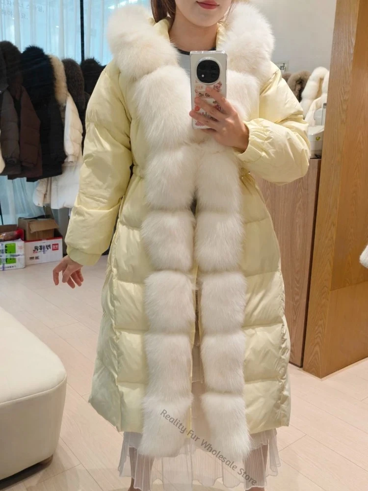 Women Winter natural Fur Coat Oversized White Hooded Coat Premium Warm Outerwear for Cold Weather Daily Casual Luxury Fashion