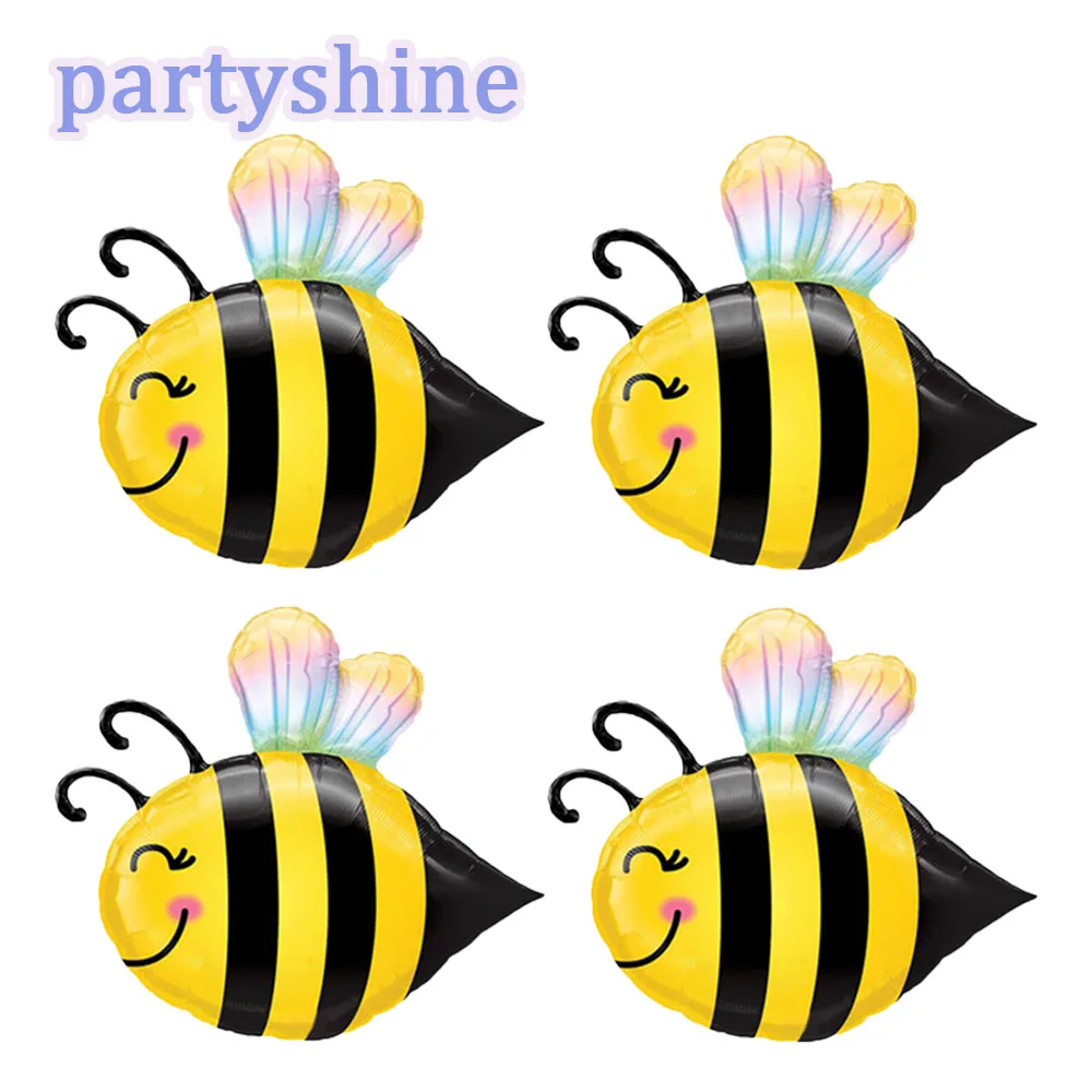 Globos de aluminio de abeja para niños, lindos globos de animales de dibujos animados, suministros temáticos de Safari en la jungla, decoraciones para fiesta de cumpleaños, 4 piezas