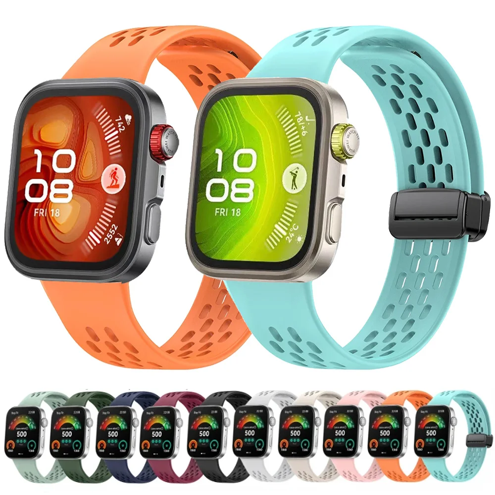 Magnetisches Silikonarmband für Huawei Watch Fit 3 4 4 Pro, atmungsaktives Uhrenarmband für Huawei Watch Fit 4 Pro, Ersatz-Sportarmband.