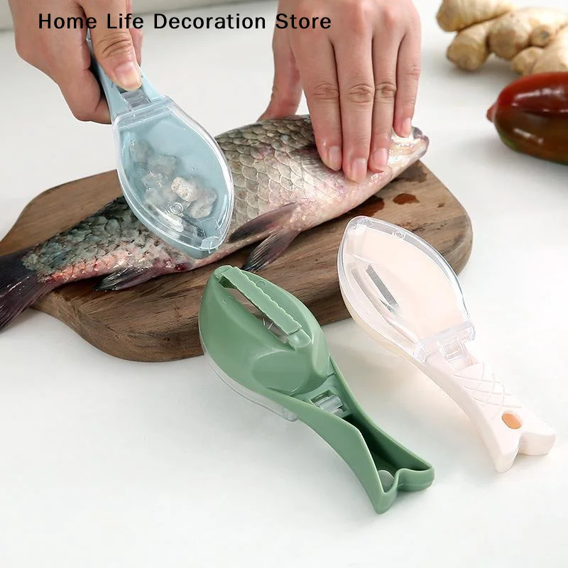 【H】Kitchen Household Scale Scraper With Lid, Fish Scale Scraper, Manual Descaling, Brushing Of Fishing Tools
