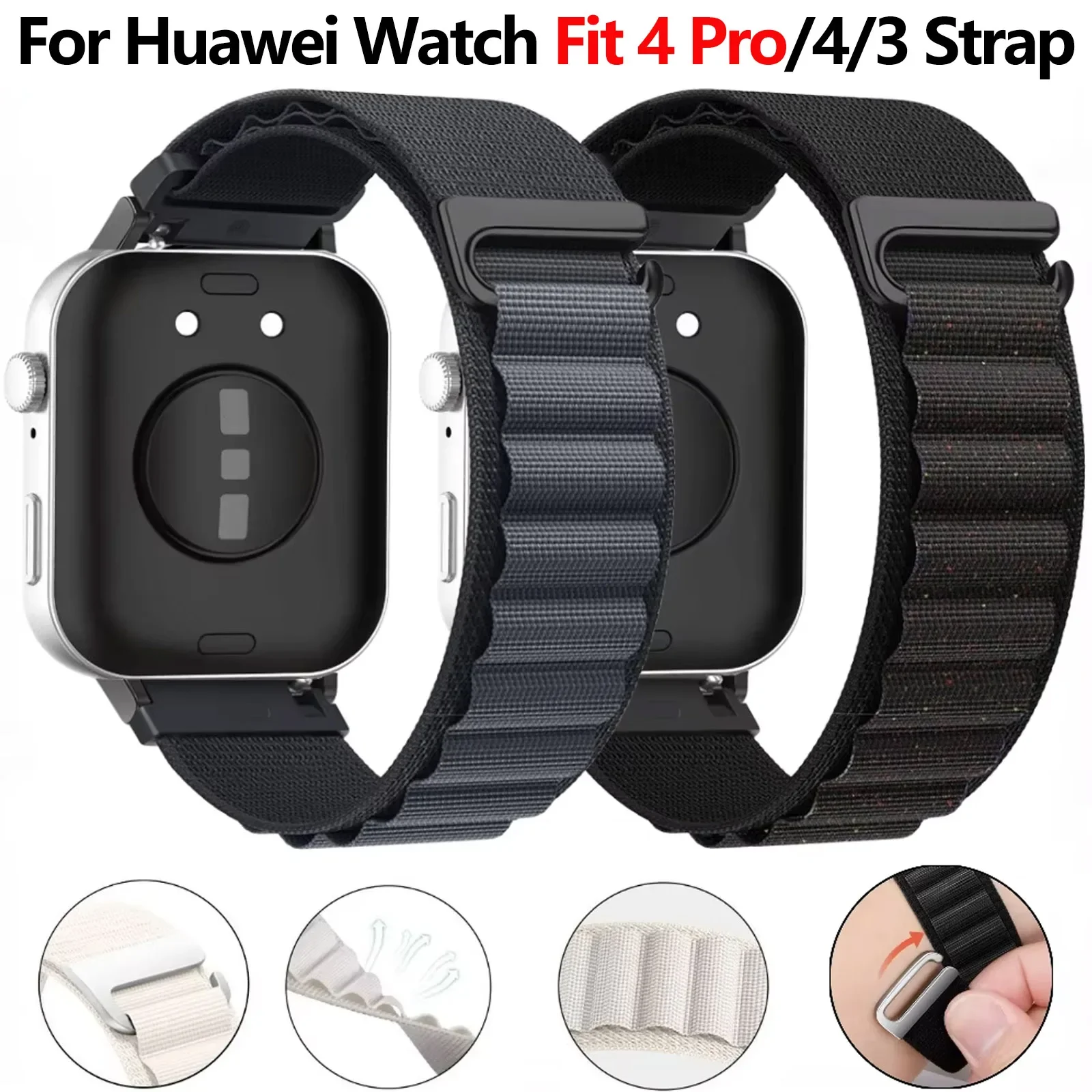 Nylonarmband für Huawei Watch Fit 3/4/4 Pro Smartwatch, atmungsaktives, austauschbares Armband für Huawei Watch Fit 4 Pro/4 Zubehör