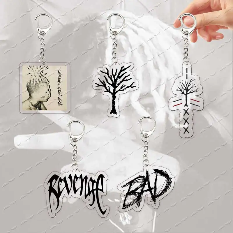 Acrylic Florida Rapper Xxxtentacion Keychain Bag Charm Accessories Singer Xxxtentacio Keyrings Pendant Freinds Fans  Gifts