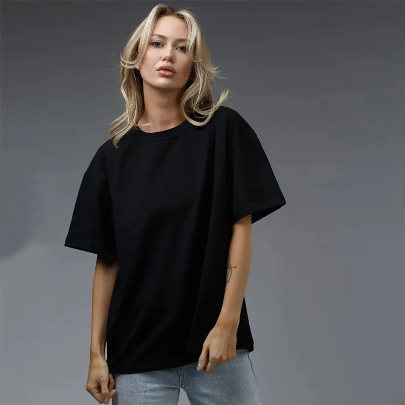2024 New Spring/summer Solid Color T-shirt Women's Loose Round Neck Versatile Casual Short Sleeved Top