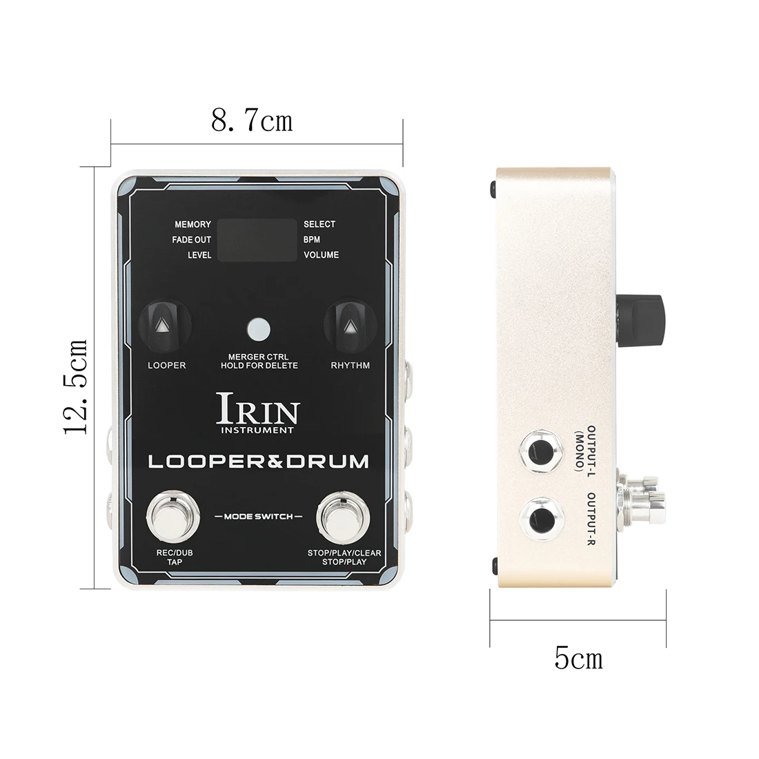 IRIN XS Series Guitarra Effect Drum Machine Phrase Loop Monoblock Effects Pedal 40 Storage 100 Drum Rhythms 10 Metronomes Effect