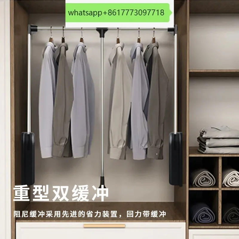 

Wardrobe drop-down clothes rail Wardrobe double buffer lift hanger hardware accessories Wardrobe lift hanger