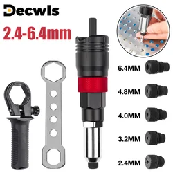 Home Cordless Riveting Machine Kit 2.4mm/3.2mm/4.0mm/4.8mm/6.4mm Insert Nut Riveting Tools Industrial Electric Rivet Gun Adapter