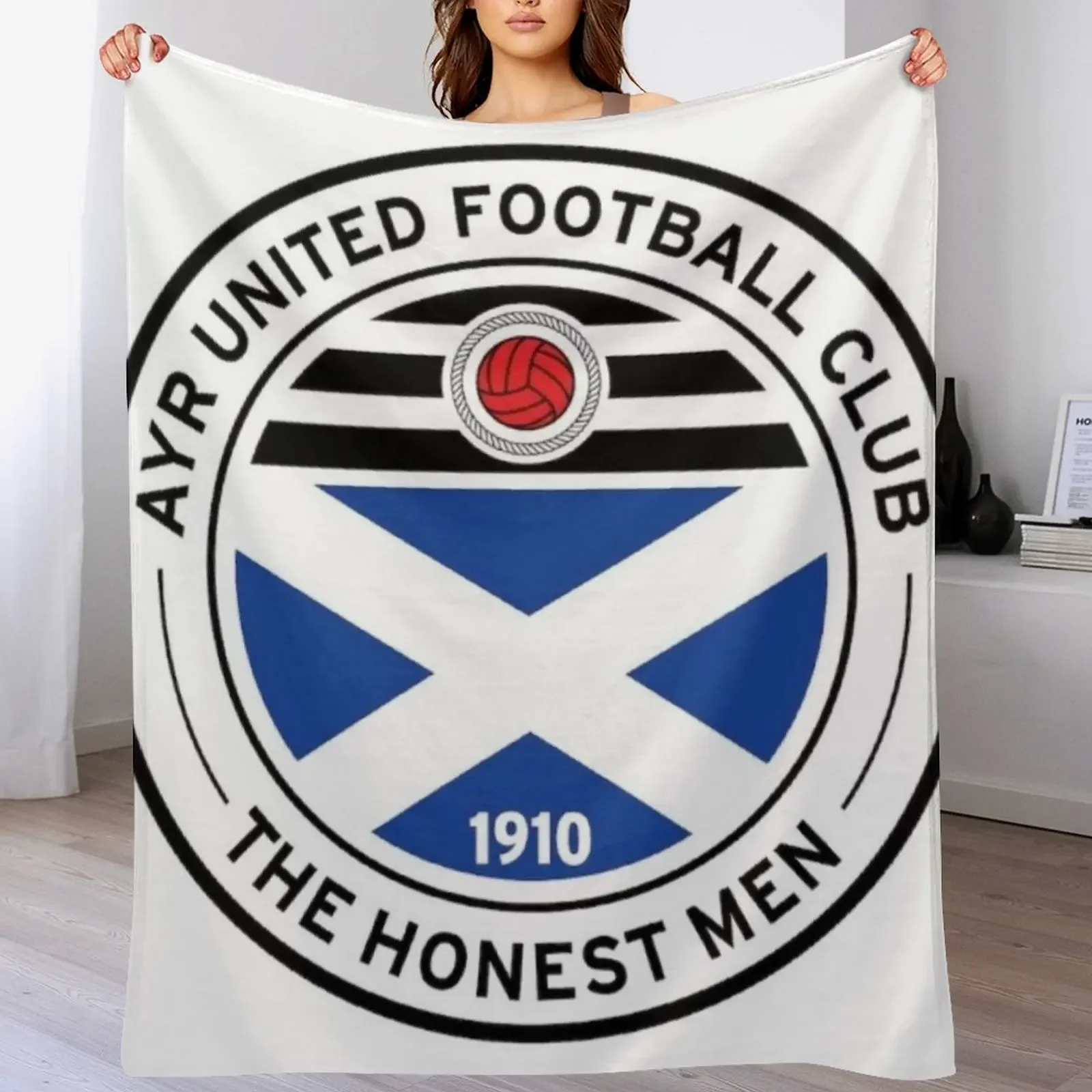 Плед для футбольного клуба Ayr United, легкий, устойчивый к сминанию.