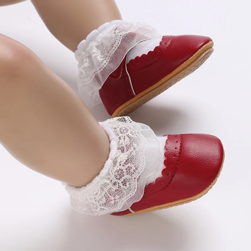 Baby girl cute bow decoration set wearing Mary Jane shoes, children\'s outdoor walking shoes