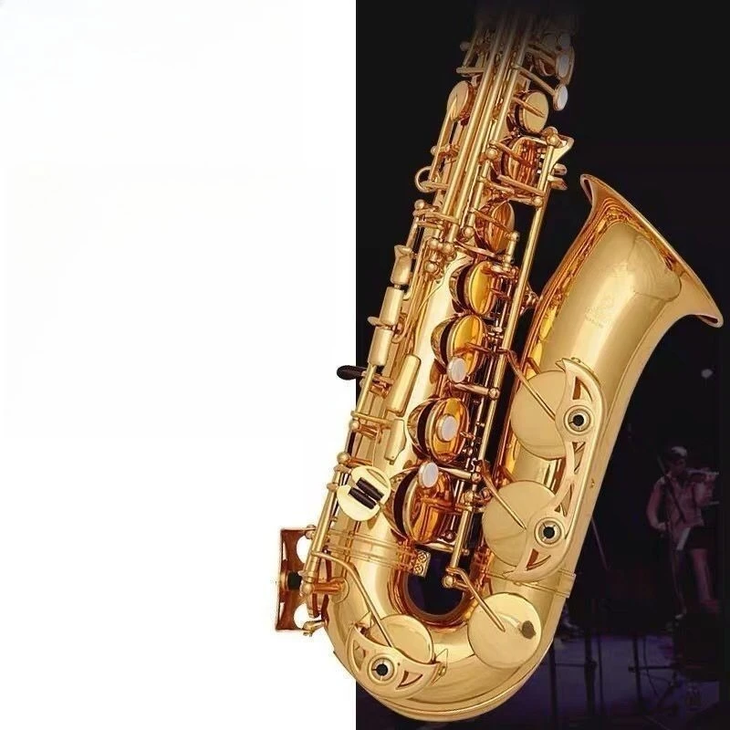 Alto Saxophone E Flat, Beginner Musical Instrument, Gold Lacquered Brass, Easy to Play, High Quality Sound, Durable Construction