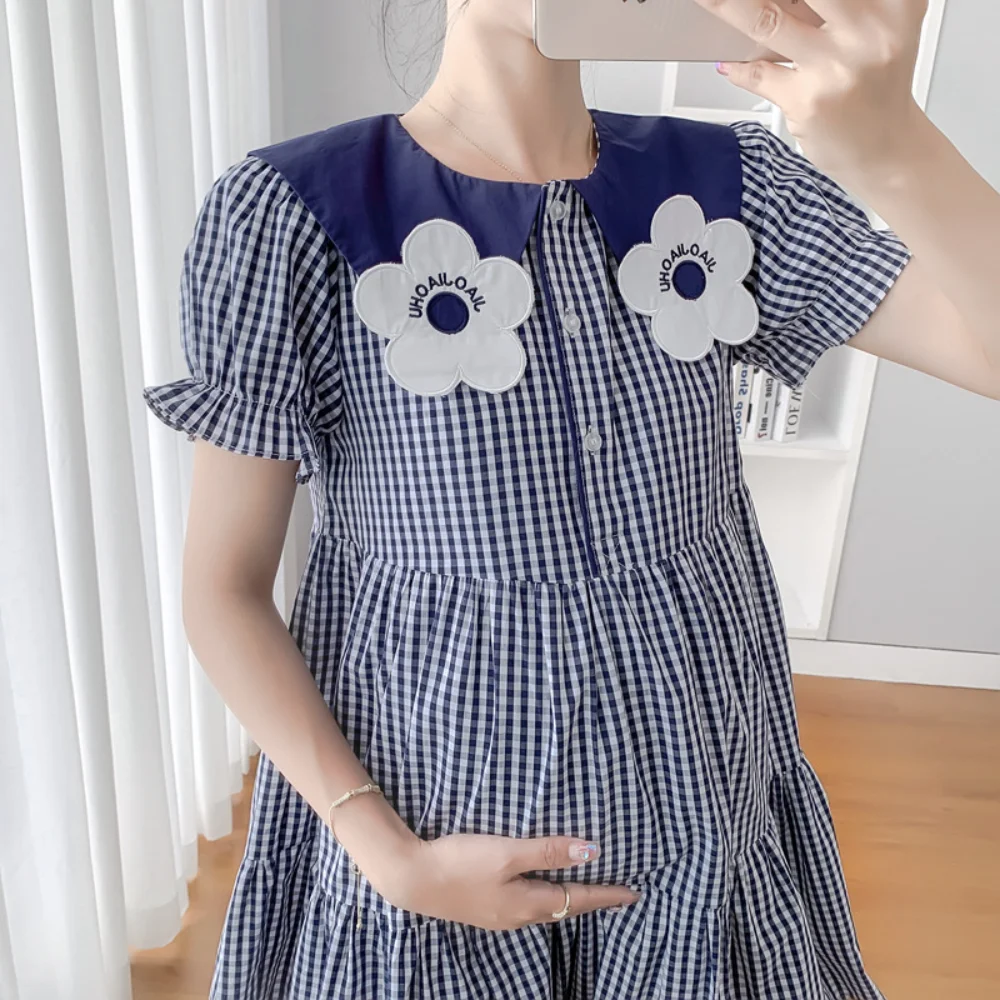 New Lattice vestidos de fotografia Maternity Dress short sleeve Pregnancy photoshoot dresses clothes For Pregnant Women