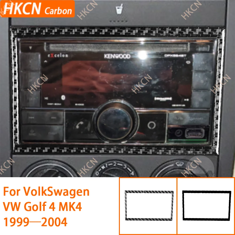 ملصق إطار خارجي لوحدة التحكم المركزية من البلاستيك الأسود لسيارة VW Golf 4 MK4 R32 Jetta Bora 1999 2000 2001 2002 2003 2004