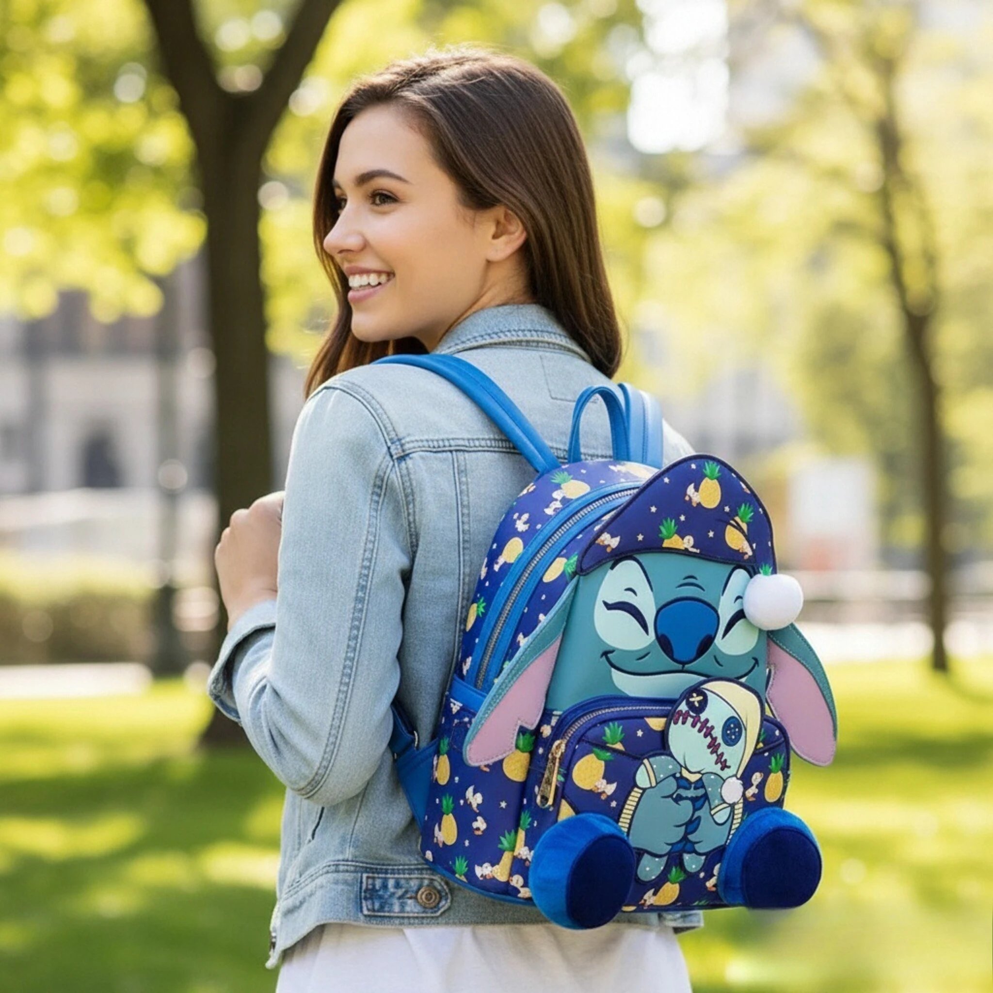 

Рюкзак с принтом Lilo & Stitch Sleep, милый периферийный рюкзак в стиле аниме, экспортные рюкзаки для подарка на Хэллоуин, Рождество