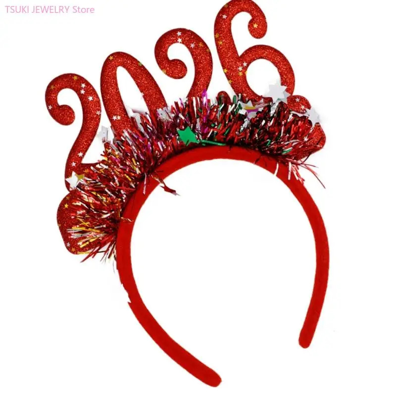 62KE 2026 السنة الجديدة عصابات رأس للحفلات يلمع عدد الشعر الديكور مهرجان الحدث جمع خلع الملابس اكسسوارات أغطية الرأس