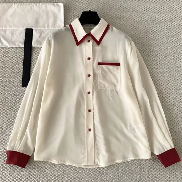 

Customization European women's fashion 2026 spring new collection Long-sleeved silk blouse vest and trousers suit