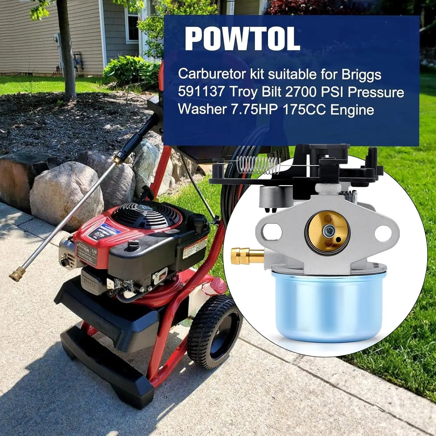 For Troy Bilt Carburetor 591137 593599 2800PSI Briggs Stratton 190cc 850ex Pressure Washer