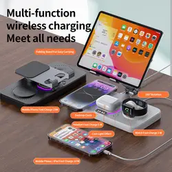 4 In 1 Foldable Wireless Chargeing Station For iPhone 17~12 Series, Wireless Charging Station For iWatch Series, AirPods Series