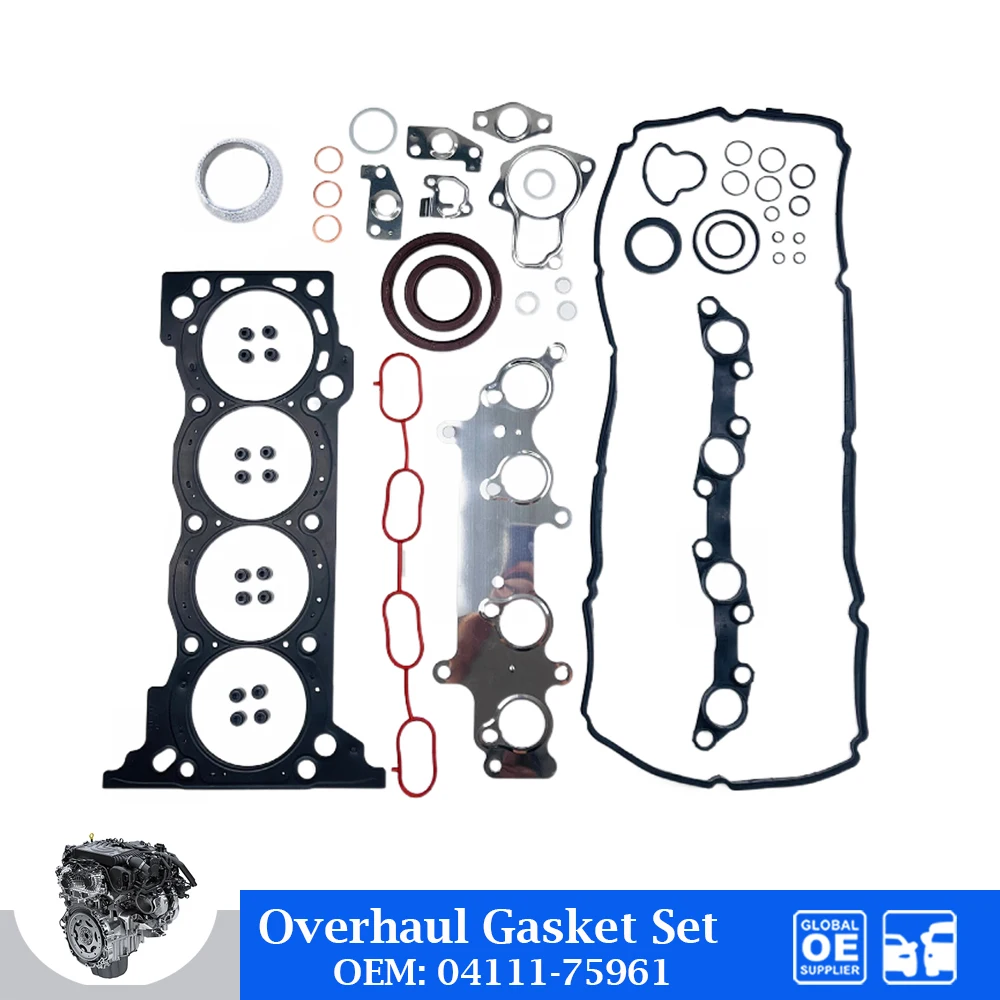 

Комплекты для восстановления двигателя, полный комплект прокладок для капитального ремонта для Toyota TRJ120 2TRFE 2TR Hiace Hilux Tacoma 2.7L, автомобильные аксессуары 04111-75961