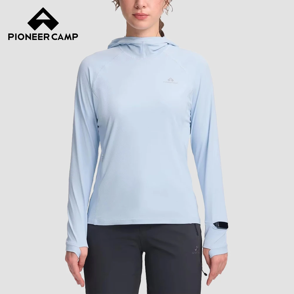 

Pioneer Camp Women's UPF 50+ Sun Protection Hoodie Long Sleeve Sun Shirt with Pocket Cotton Lightweight Fishing Hiking