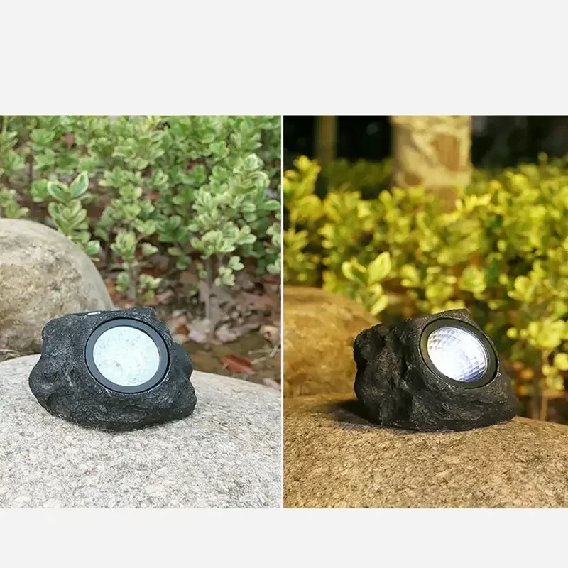 Landscape Rock Light, Solar Powered Garden Lights Outdoor Decorative Waterproof LED Spotlight, Light Sensor For Pathway, Patio