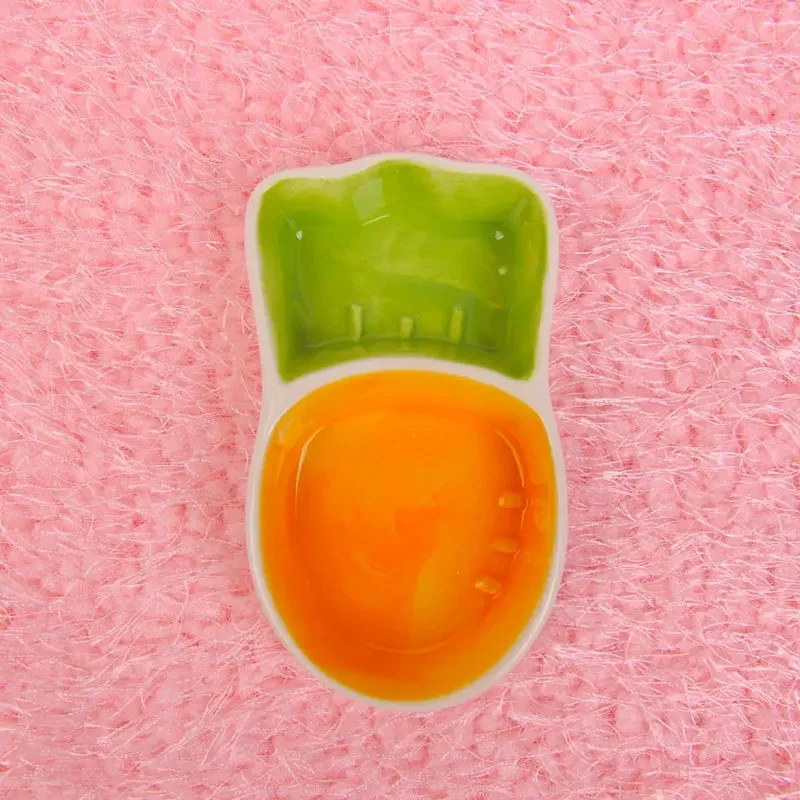 Cute Food Water Feeding Bowls Cartoon Carrot Rabbit Shape Ceramic Bowl for Small Animals Hamster Pet Feeding Supplies