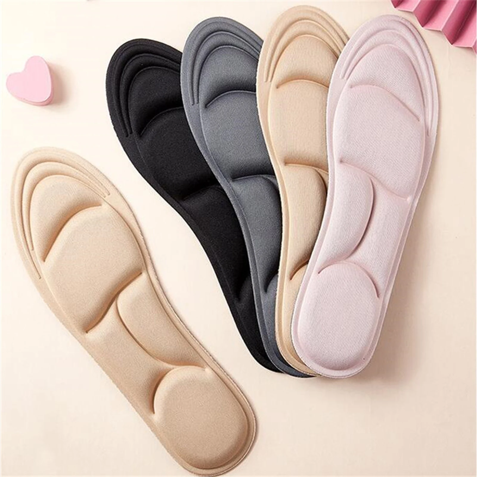 3 Pairs 5D Memory Foam Shock Absorbant Sports Insole Women Men Flat Feet Arch Support Massage Plantar Fasciitis Shoes Sole