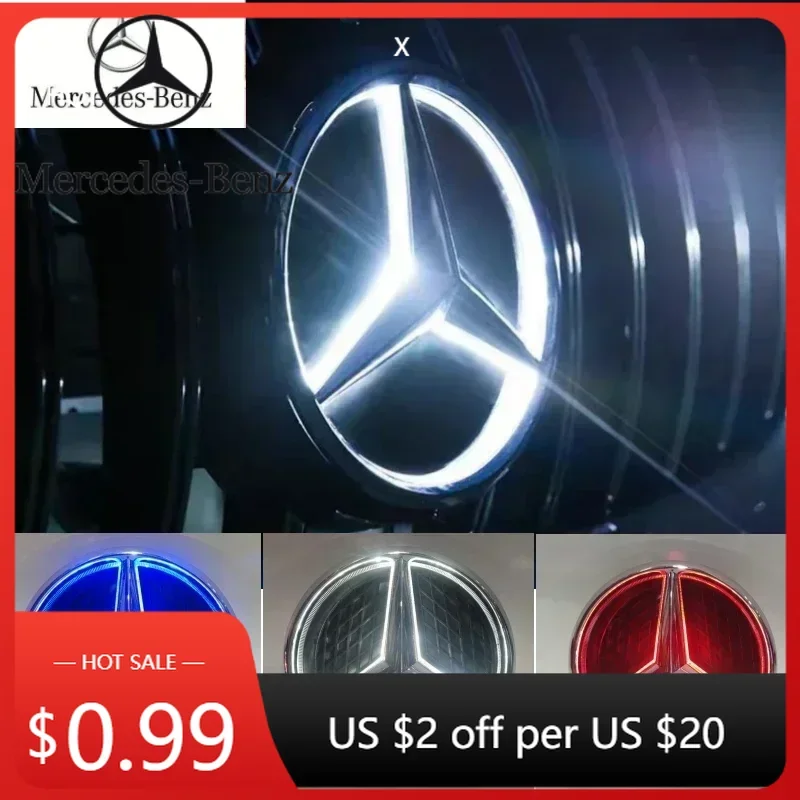 

Car Sticker Car Front Grilled Star Emblem LED Illuminated Logo for Mercedes Benz W166 X205 GLS350 400 500 550 AMG/GLS63 White Bl