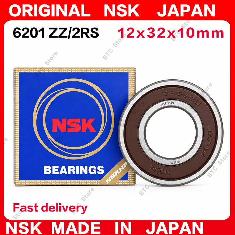 2pcs Japan NSK Bearing 6201 6201ZZ 6201-2RS 12*32*10mm Precision deep groove ball bearings
