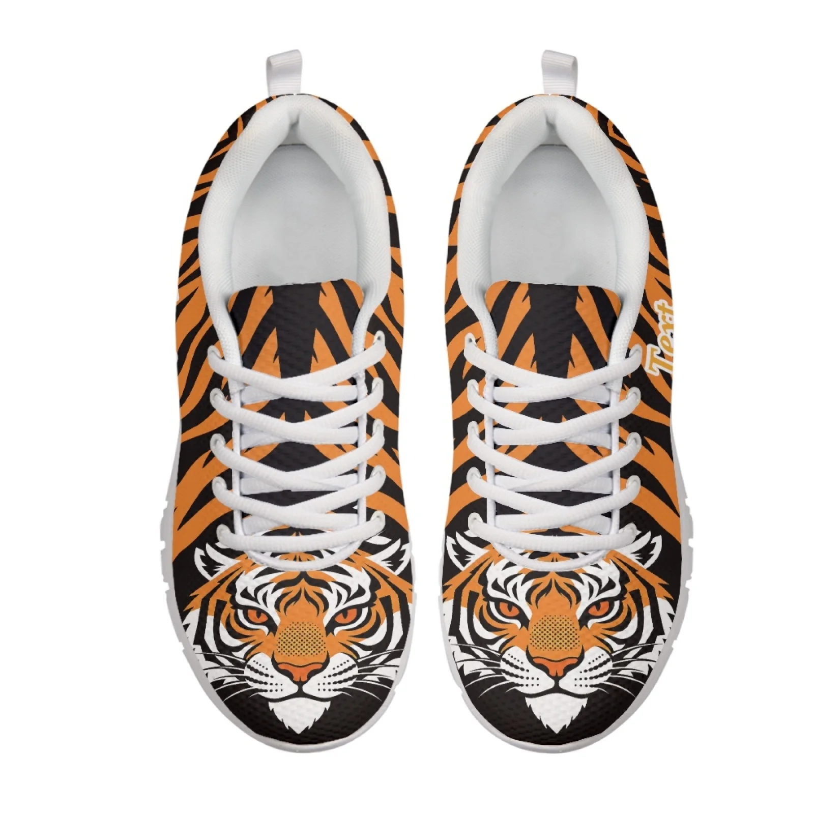 Coloranimal Tiger Stripe Breathable Walking Shoes, Lightweight Lace up Athletic Sneakers for Men and Women Daily Tennis Training