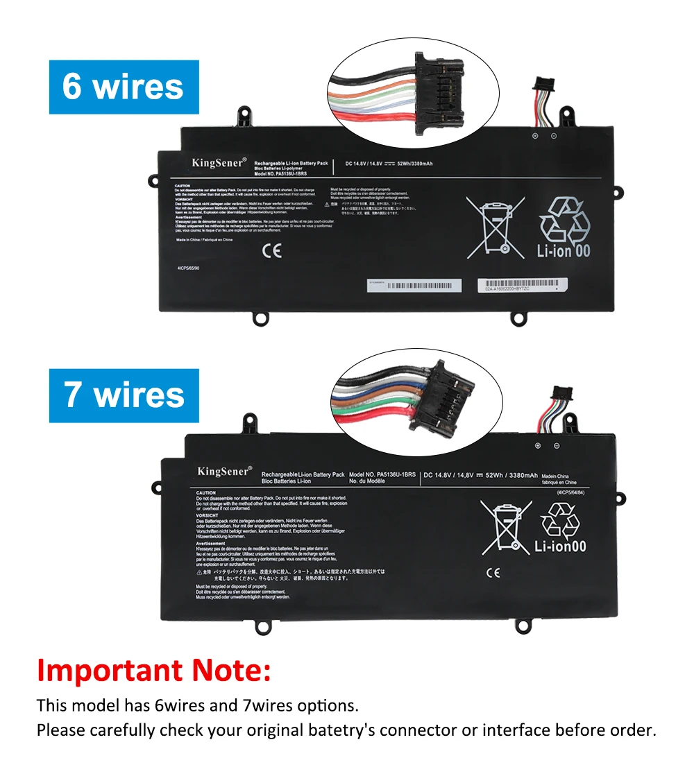 KingSener 14.8V 52WH PA5136U-1BRS Laptop Battery for Toshiba Portege Z30-A1301 Z30-B K10M Z30-C PA5136U Z30 Z30-A Z30-AK04S