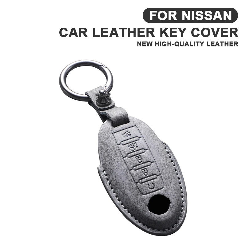 

For Nissan X Trail T32 2020 Rogue Patrol Murano Htrail Maxima Altima Sentra Qashqai Leather Car Remote Key Case Cover Keychain