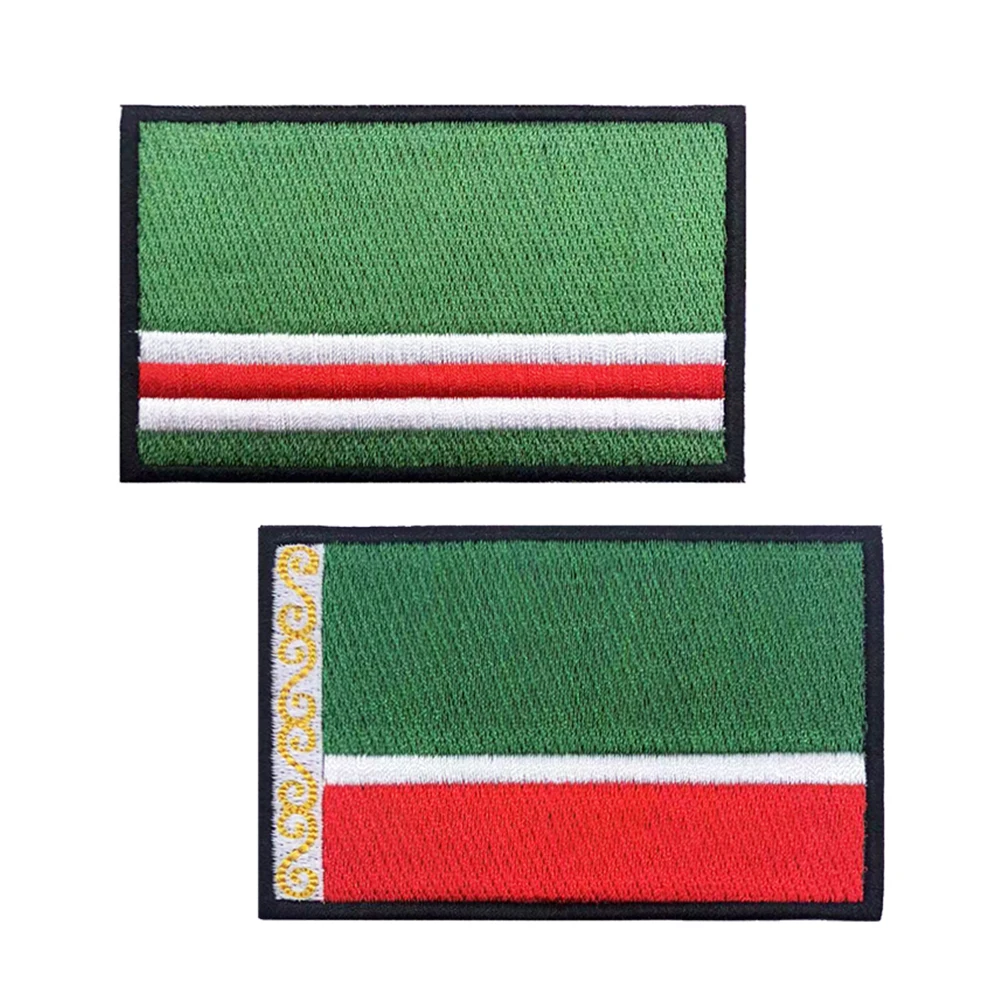 1PC Chechen flag Patch Stripes Badge Tags Chevrons Military Armband Iron On Or Hook Loop Embroidered Armband