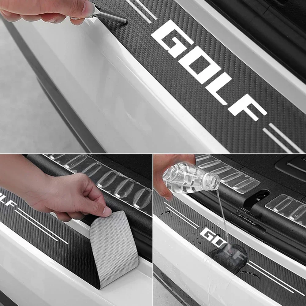 1PC Car Trunk Bumper Strips Carbon Fiber Protective Pad Anti-Scratch Cover Stickers for VW GOLF 4 5 6 7 8 Mk4 Mk5 Mk6 Mk7 Mk8