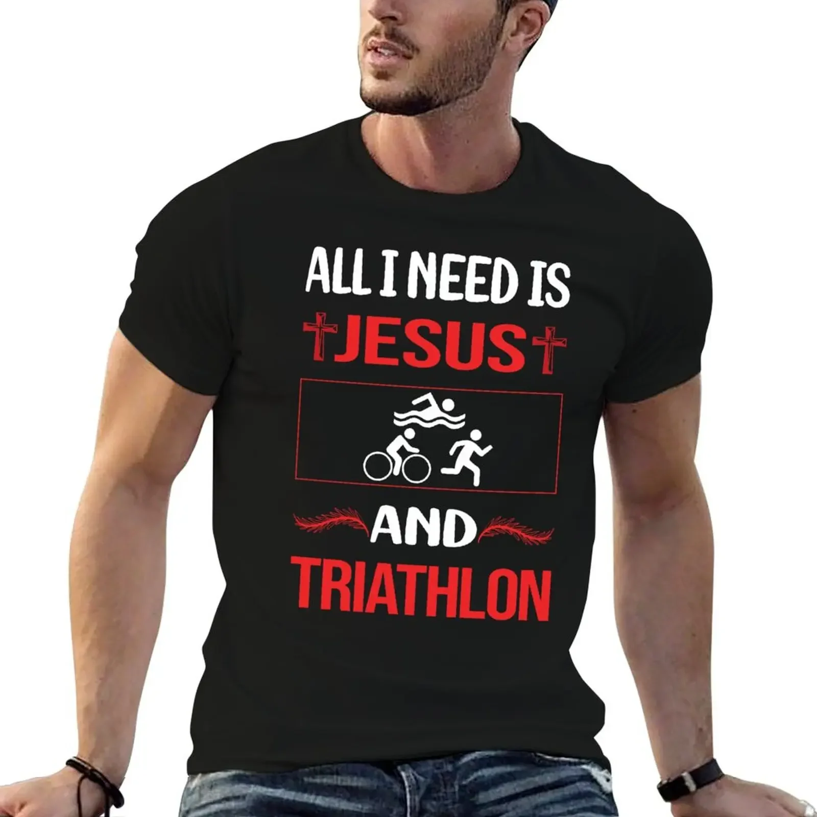 

Funny Jesus Triathlon Triathlete T-Shirt cute clothes new edition blanks t shirts for men
