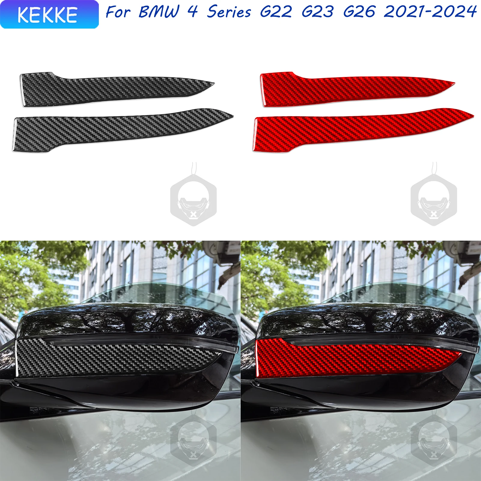 

For BMW 4 Series G22 G23 G26 2021-2024 Carbon Fiber Rearview Mirror Protection Strip Decal Auto Decoration Accessory Sticker