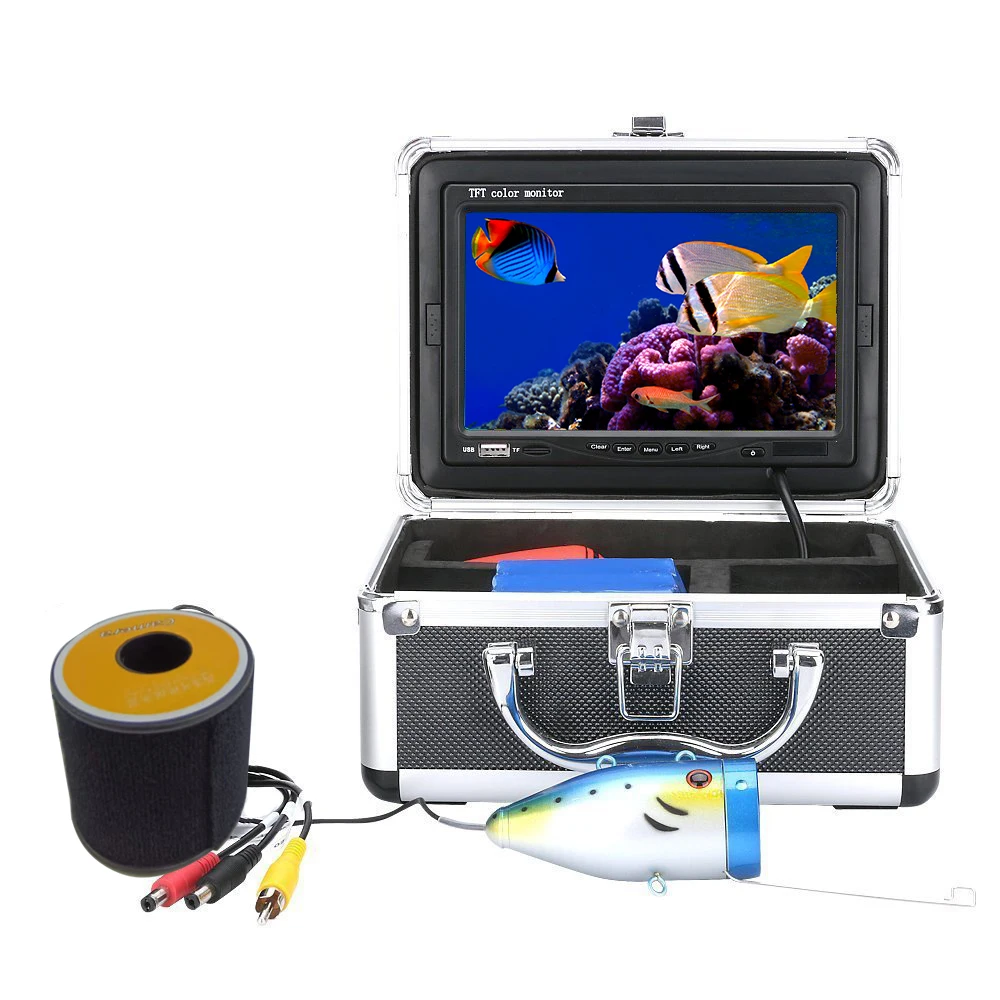 7 Inch Monitor 1000TVL Underwater Fishing Camera 15M-50M Cable Video Fish Finder with 12pcs White LEDs for Boat Lake Fishing