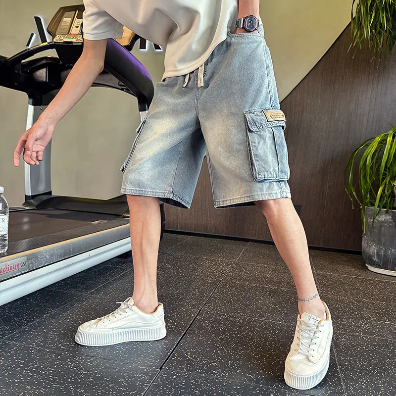 

Retro American Sle Men's Denim orts Summer New Loose Straight Leg Five-Point Casual Faionable Straight Tube Pants