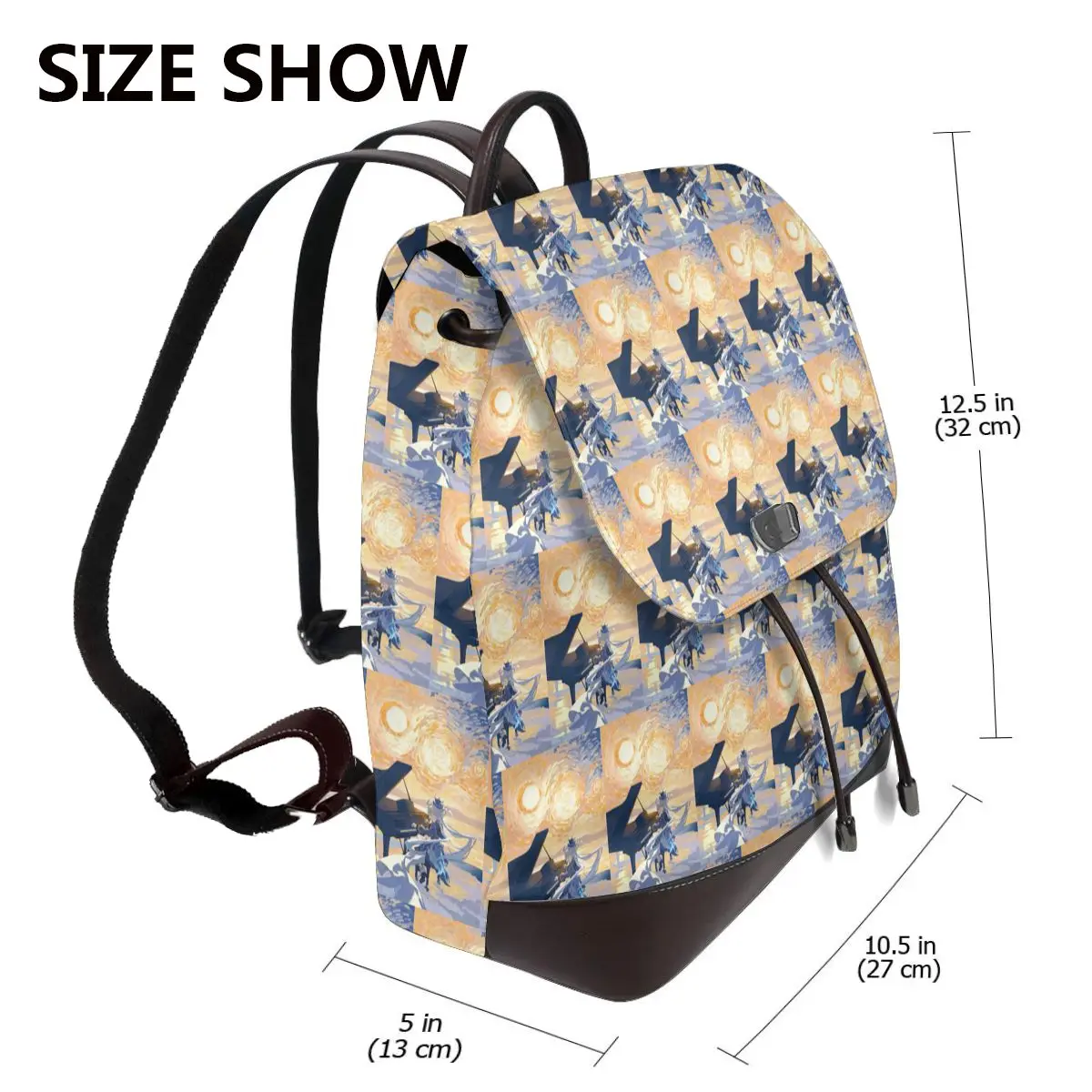 Furina Genshin Impact Game Women Soft Leather Backpack Large Capacity Multi Pockets Work Travel Ladies Casual Rucksack