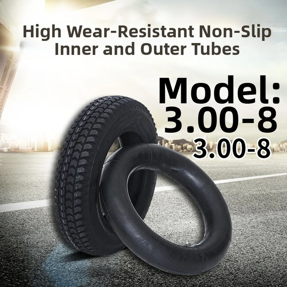 

Inner Tube Kit 3.00-8 Tire For Electric Vehicle Commuting Puncture Resistant Wear Resistant For Motorcycles Black