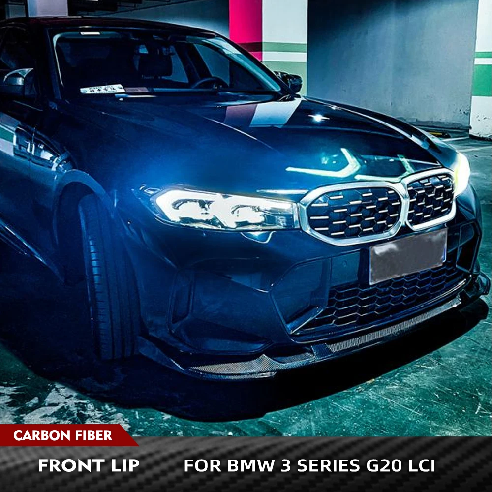 

For BMW 3 Series G20 LCI M Sport 2022 2023 Carbon Fiber Front Bumper Lip Spoiler Splitters Guards Chin Lip Car Front Bumper Lip