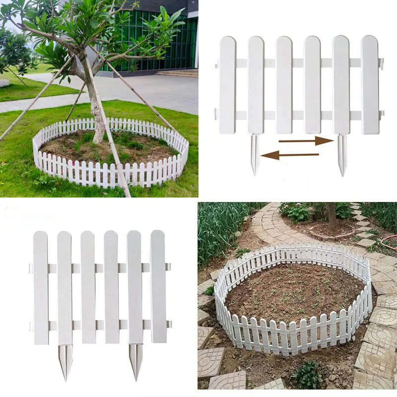 5Pcs Garden Picket Fence White Edgings Garden Picket Fence Ornamental Grass Lawn Flowerbeds Plant Borders for Outdoor Villas