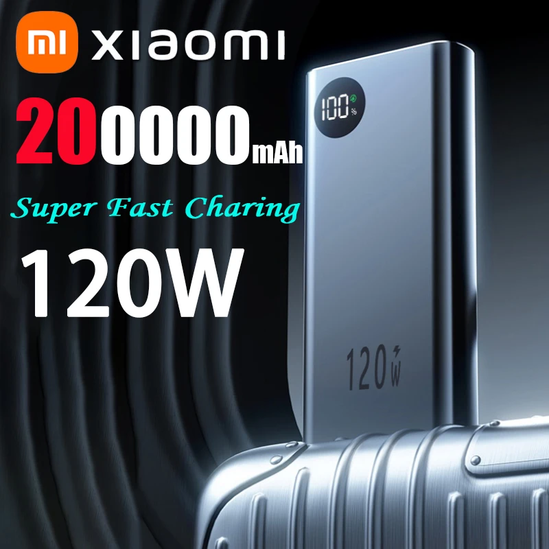 Xiaomi 120W 200000mAh Power Bank Super Fast Charging Battery High Capacity Digital Display Power Bank For Iphone Samsung Huawei