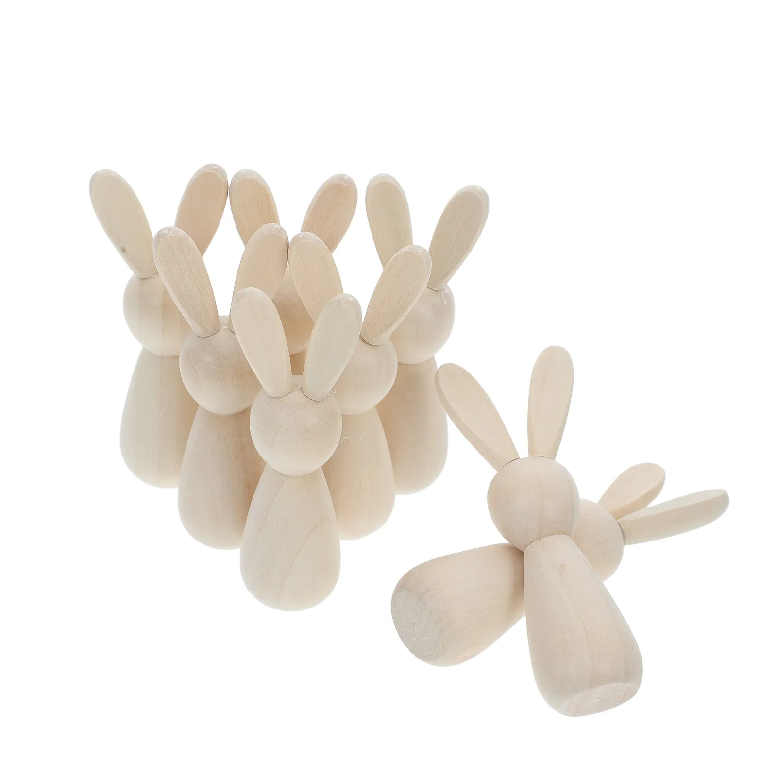 8pcs Diy Wooden Rabbit Peg Unfinished Wood Bunny Figurines Easter Decorations For Home Office Decor Graffiti Art Projects