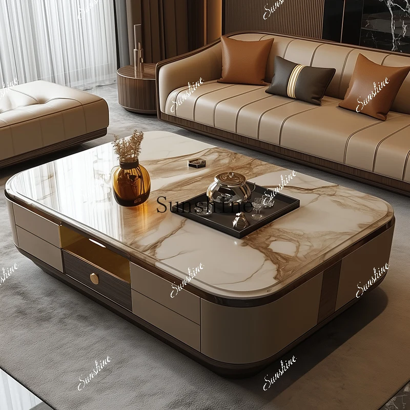 Modern light luxury long motor cabinet coffee table combination integrated living room home  FT