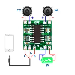 5PCS PAM8403 module Super mini digital amplifier board 2 * 3W Class D digital amplifier board efficient 2.5 to 5V USB power