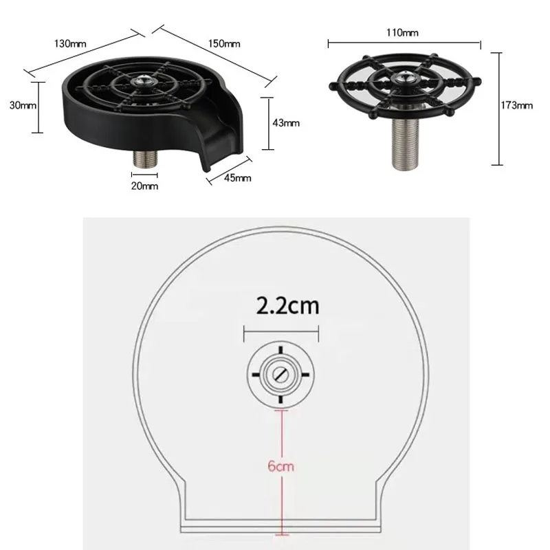 G1/2 Faucet Glass Rinser For Home Sink Automatic Cup Scourer Washer Bar Coffee Tea Pitcher Wash Cups Tool Household kitchen