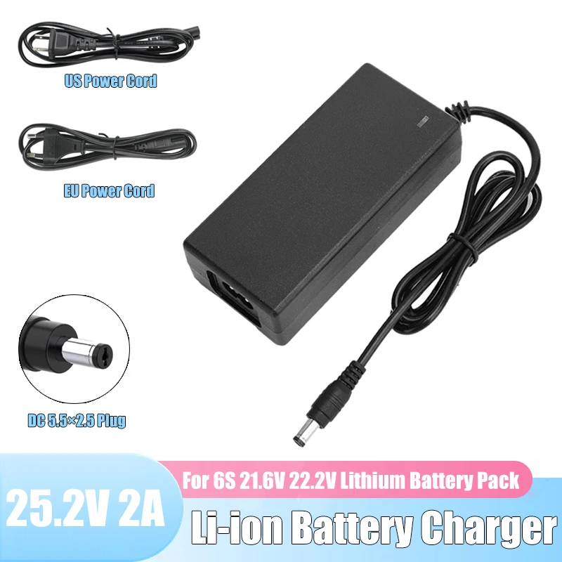 25.2V 2A Charger for 6S Li-ion Battery Pack 21.6V 22.2V Battery DIY Electric Vehicle Segway Ninebot ZING C8 C10 C20 E2 Plus