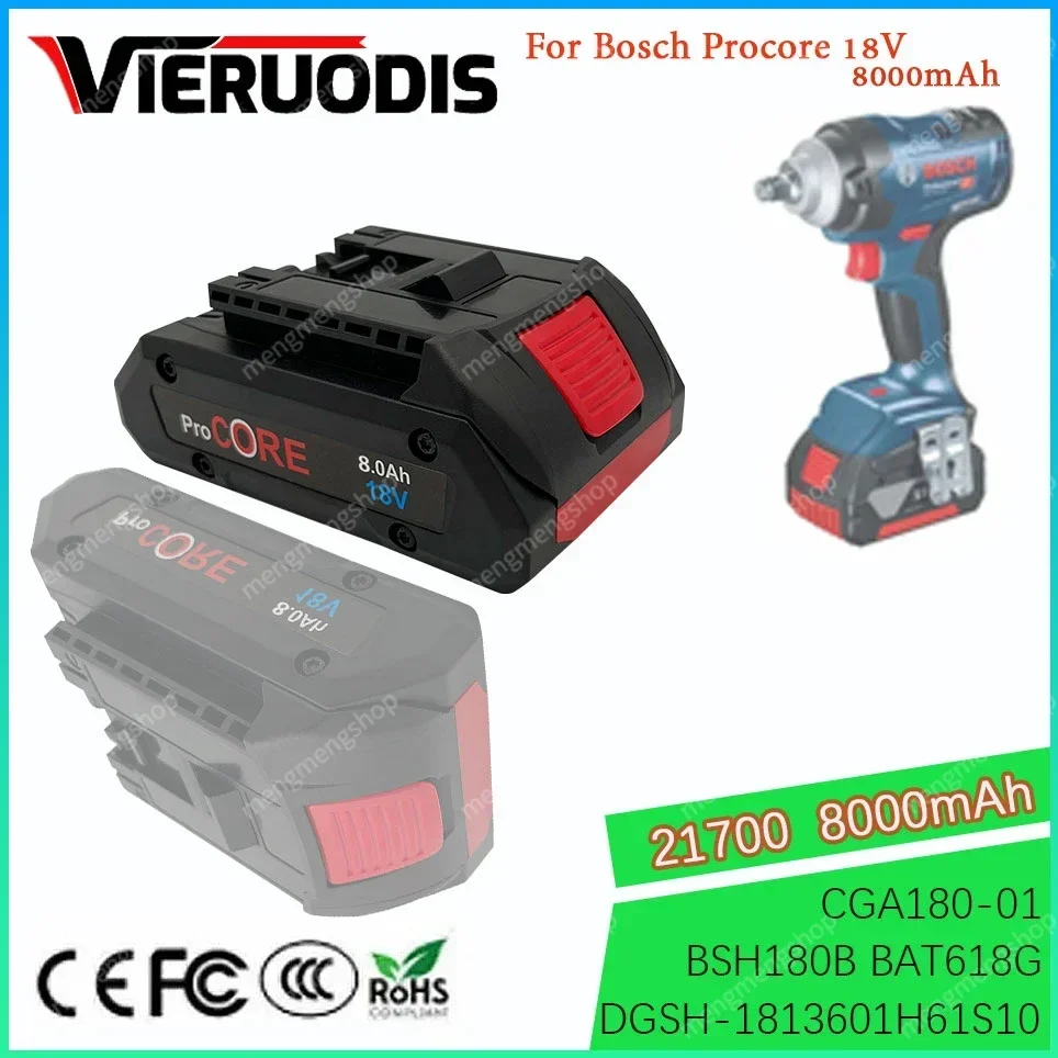 

18V 6000mAh 8000mAh Li-Ion Battery Procore1600A016GB for Bosch 18Volt Max Cordless PowerTool Drill Bit 21700 Cells Built-in